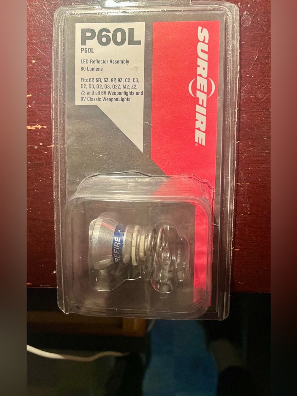 NIB! SureFire P60L LED Reflector Assembly - Silver with Blue Accent